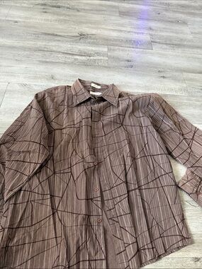 Eighty Eight Men's Brown Pinstripe & Abstract Line Shirt Jacket
